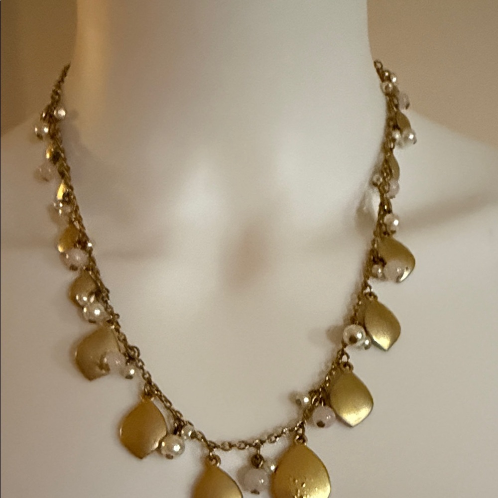 Chaps Gold Leaf and Pearl Necklace